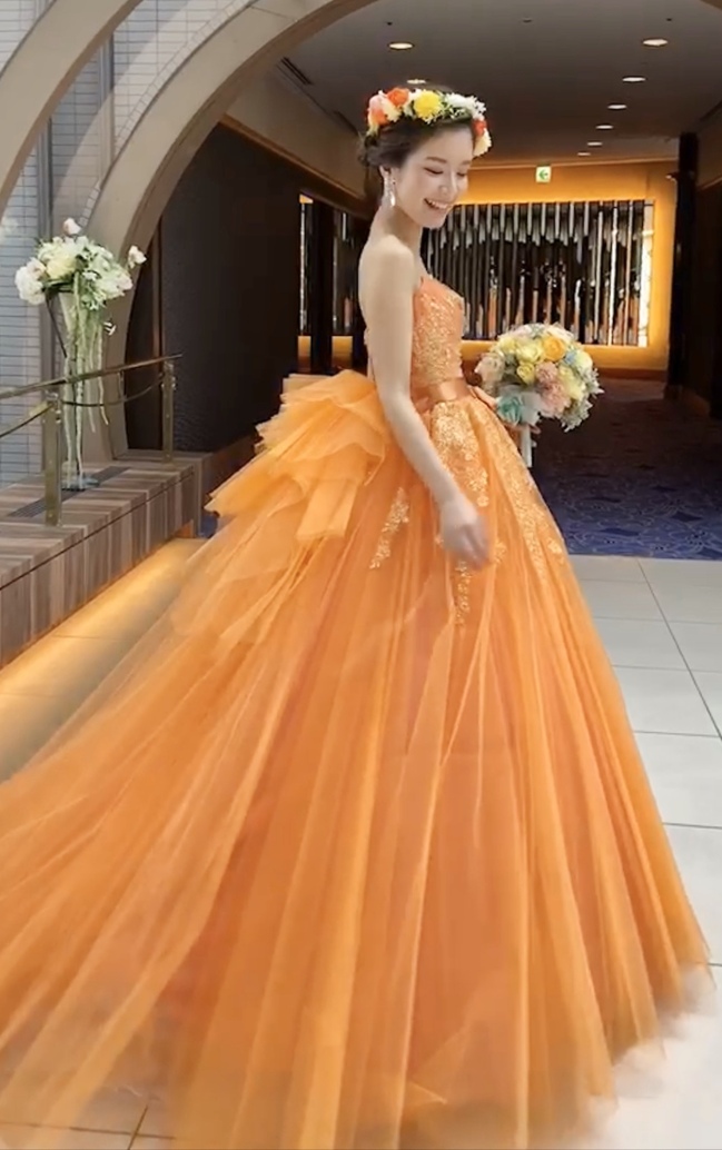オレンジドレス tangerine ビタミンカラードレス orange heart Waribiki - ウェディングドレス -  edmontonquotient.com