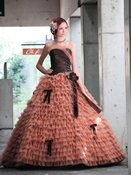 ショコラカラーのカクテルドレス 【マルサラMarsala】