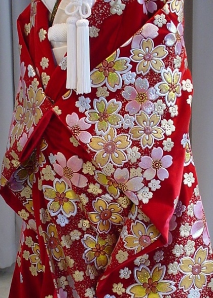 赤地の色打掛　ベルベット地