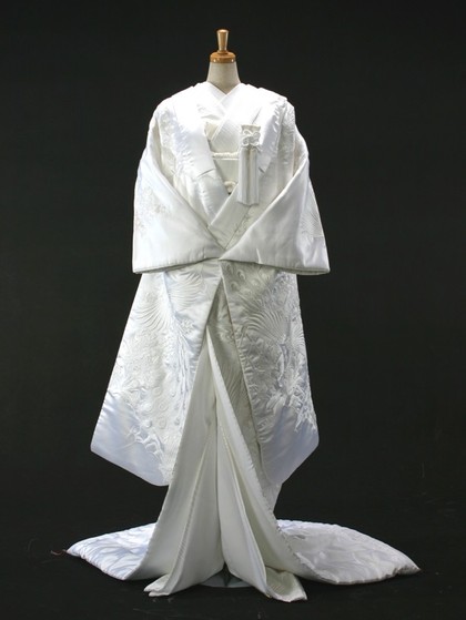 白無垢　刺繍　孔雀　大阪丸福