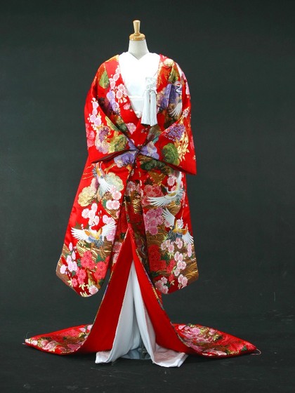 色内掛け　赤地　紅赤