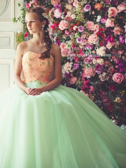 カラードレス ピンク ライトグリーン - カラードレス | レンタル  