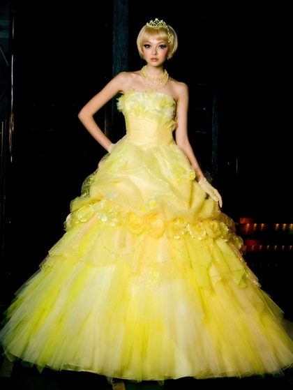 カラードレス　イエロー チュール