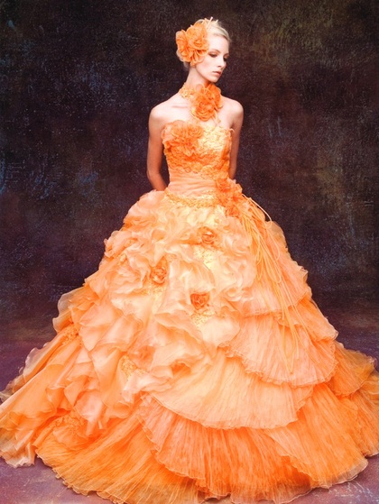 カラードレス　パッションオレンジ　プリンセス