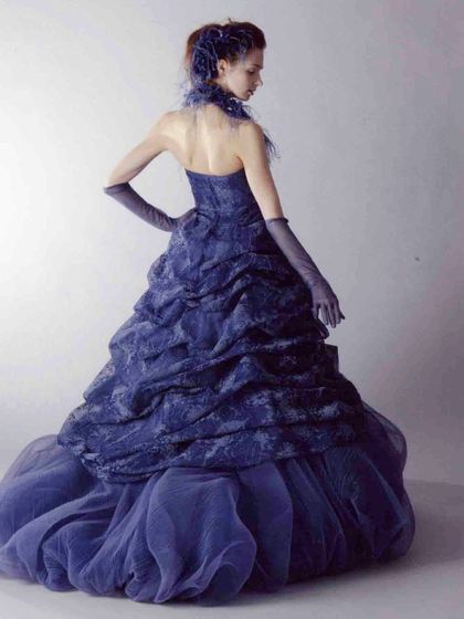 カラードレス 紺 バルーンタイプ（ホルターネック）