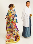 色打ち掛け ブルー華の彩り飛翔　色打掛（青～紫グラデーション）