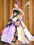 和装柄のカラードレス 着物ドレス KIMONO DORESS