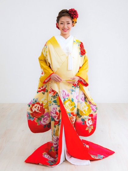 色打掛IKKO黄色から赤のグラデーション