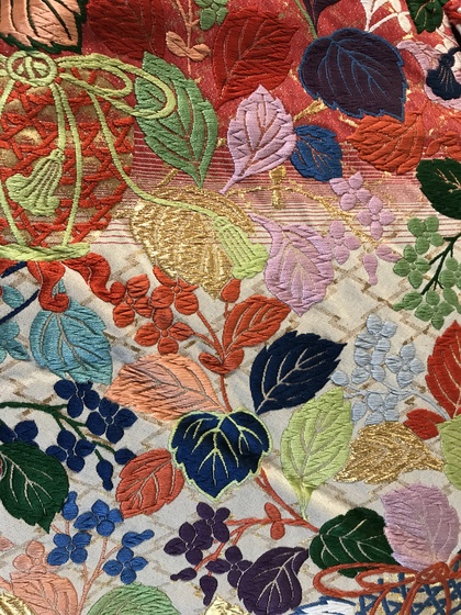 唐織 色打掛 秋海棠虫籠文様 夫婦鶴