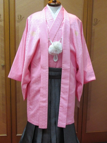 男紋付羽織袴 カラーバリエーション（新郎衣裳・成人式男子着物）青・ピンク・グレー