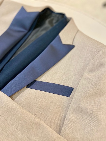タキシード ベージュ×クラシックブルー新作衣裳ナチュラルウエディング アースカラー