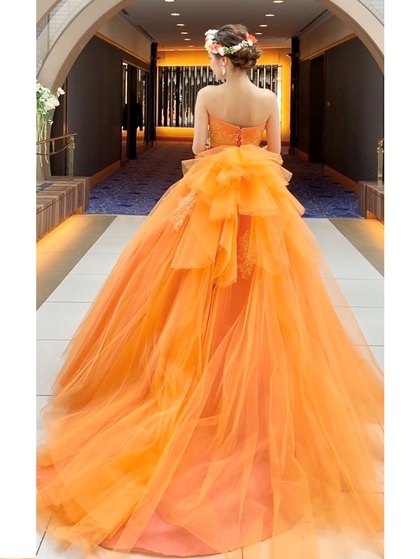 カラードレス Lulu felice(ルル・フェリーチェ)オレンジ ビタミンカラーのチュールドレス