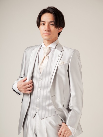 新郎衣装 ホワイトシルバー タキシード 