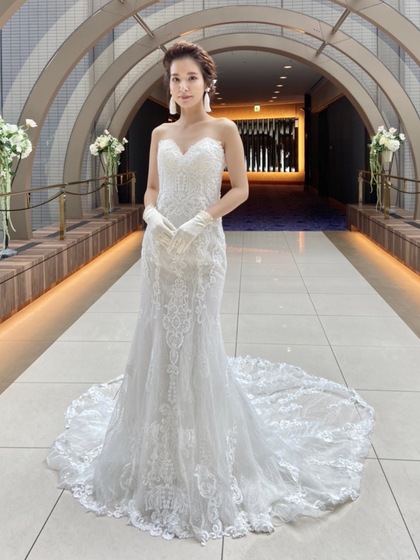 新作マーメイドライン ウェディングドレス ロングトレーン