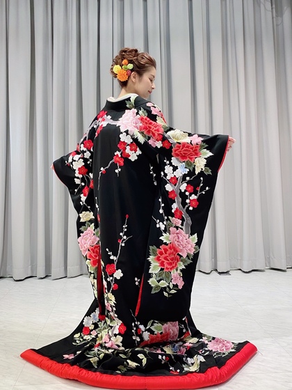 黒地 色打掛 カラー掛下着物