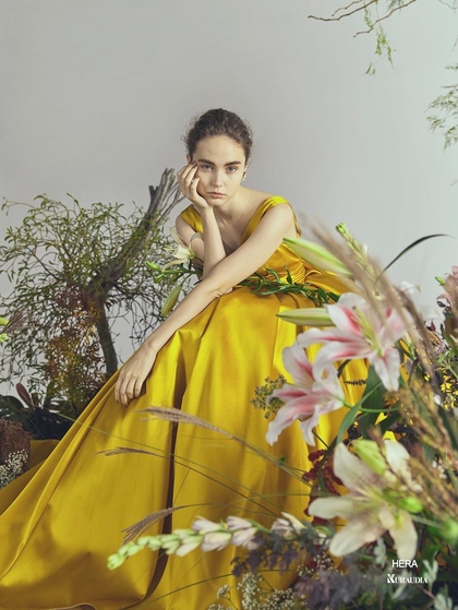 Irida maison イリーダメゾン HERA カラードレス マスタードイエロー