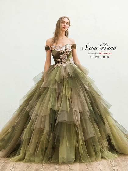 カラードレス くすみグリーン ミックスカラーUNO