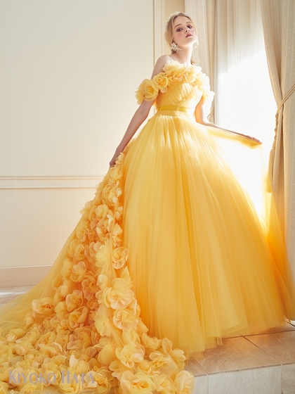 キヨコハタ カラードレス イエロー （袖取り外し可）