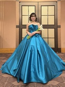 大人エレガントなターコイズブルードレス