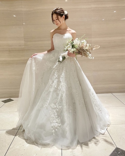 刺繍チュール　リゾートウェディングドレス