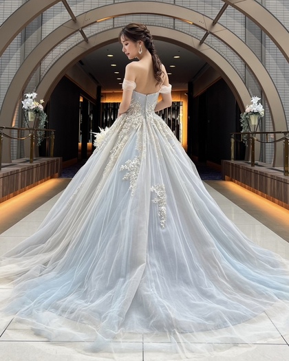 Lulu felice くすみブルーグレードレス