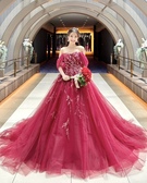 Lulu felice　レッドグリッタードレス　オフショルダー付き