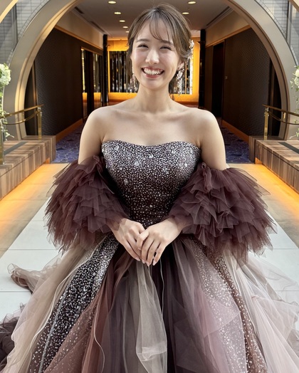 KIYOKOHATA ブラウンフリルグリッター