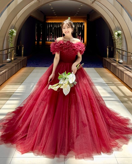 新作カラー　ボルドーグリッタードレス