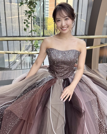 KIYOKOHATA ブラウンフリルグリッター