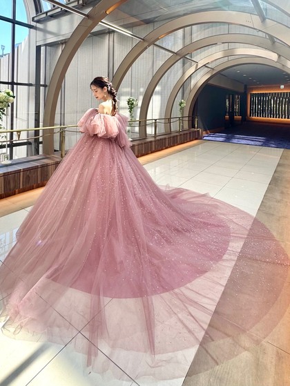 グリッター輝くカラードレスピンク