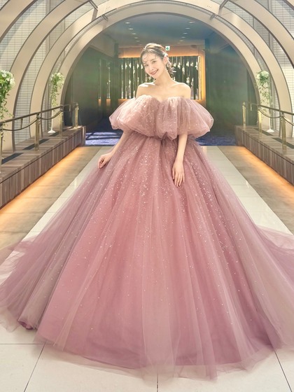 グリッター輝くカラードレスピンク