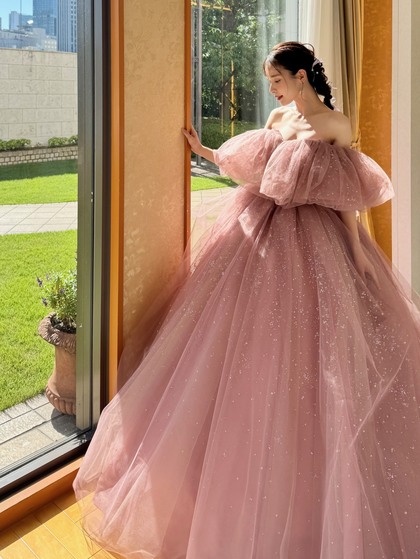 グリッター輝くカラードレスピンク